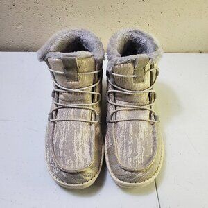 Hey Dude Lea Fur Grey Ankle Booties Gray Women's Size 8